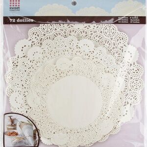 Sweet Creations 72 Count Round Lace Paper Doilies, Assorted Sizes